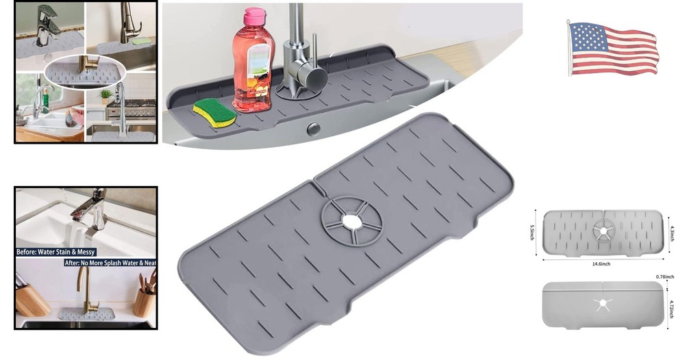 Reusable Silicone Sink Mat - Stylish Drip Protector for Kitchen & Bathroom