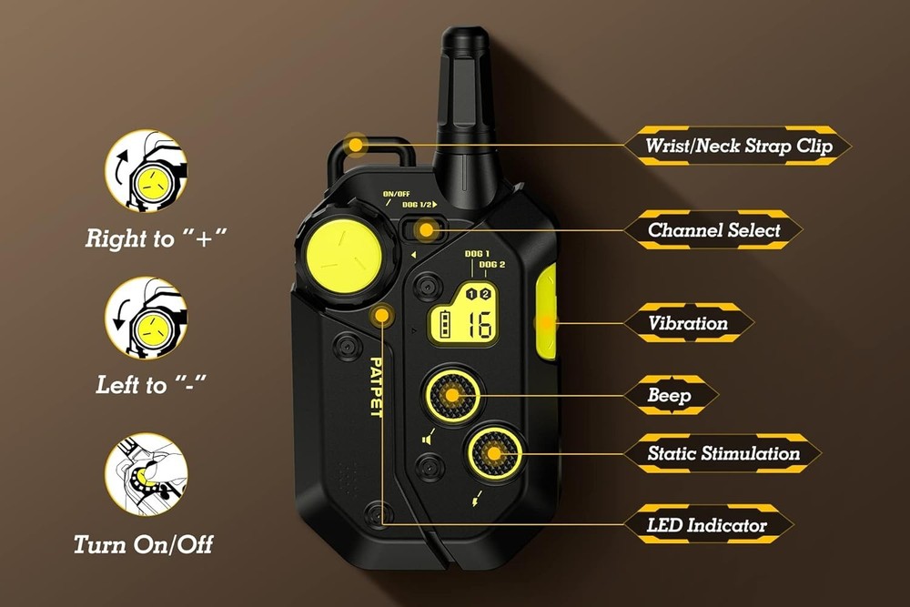 Professional E-Collar 3/4 Mile Range 2 Channels 3 Modes Rechargeable Black Green