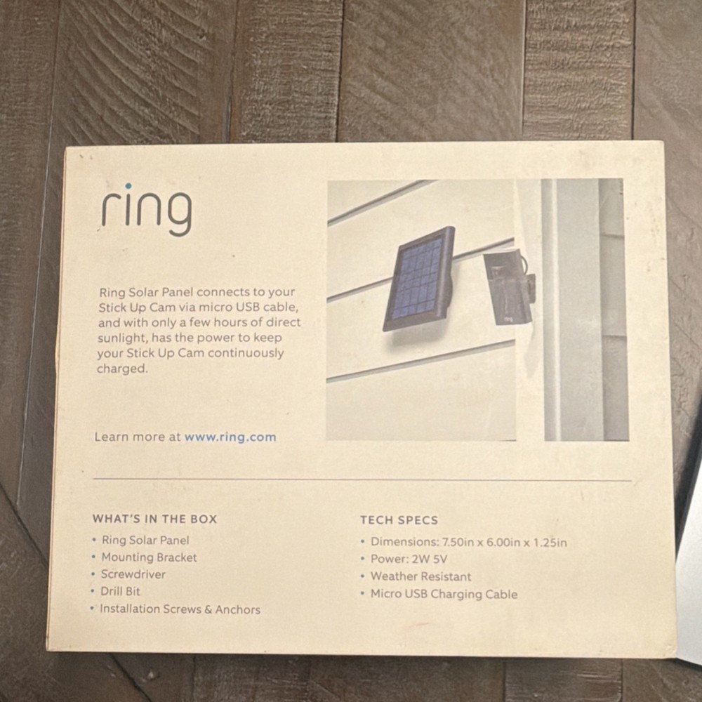 Ring Solar Panel for Stick Up Cam, Weather Resistant, Adjustable Mount, 2W