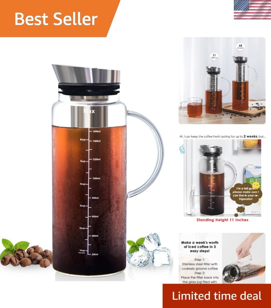 51oz Cold Brew and Iced Tea Infuser - Durable Borosilicate Glass