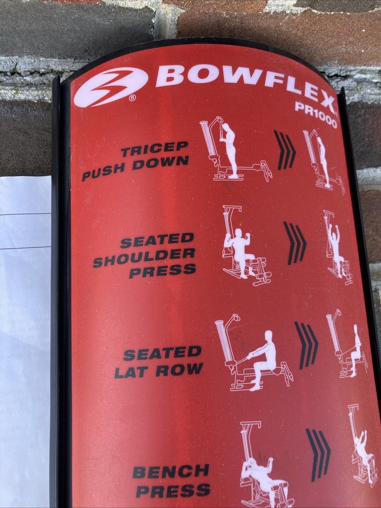 Bowflex PR1000 Placard Assembly Exercise Chart Replacement Part & Manual