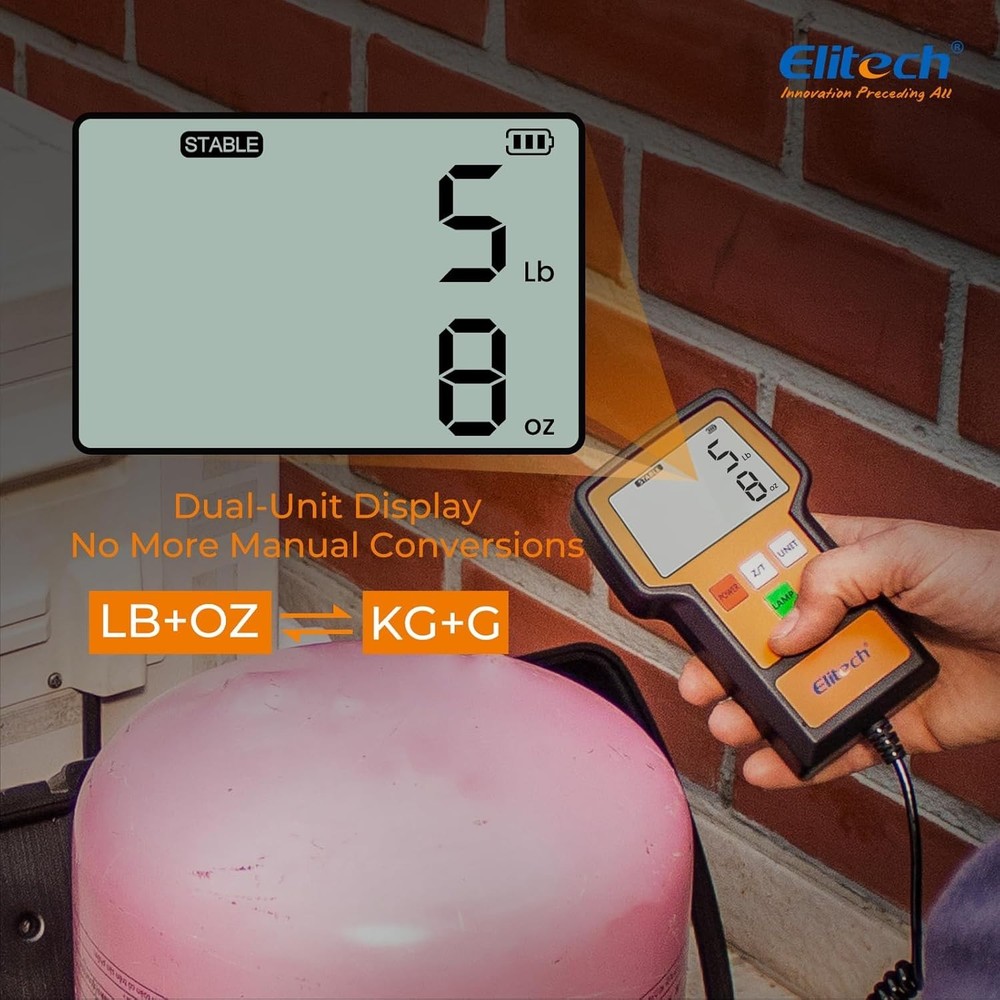 Durable 220Lb Refrigerant Scale with Slip-Resistant Platform & Backlit Display