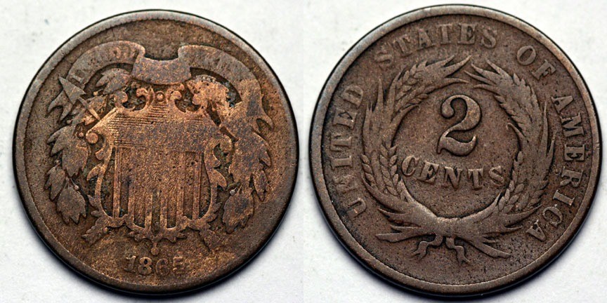 1865  Two Cent Piece