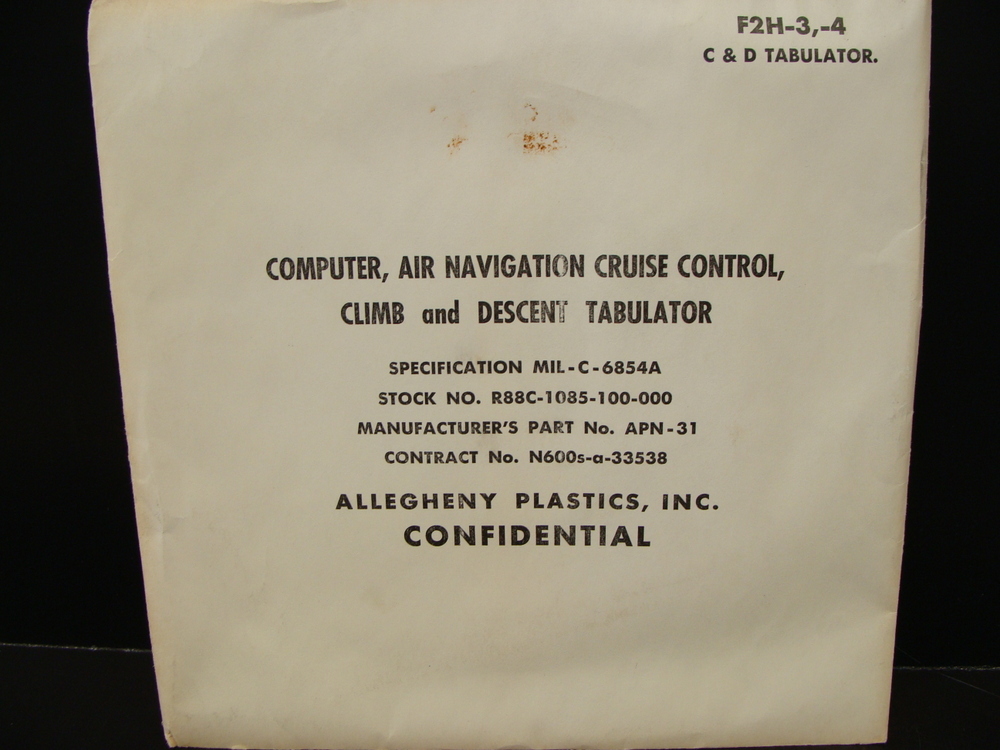 US NAVY AIR NAVIGATION JET CLIMB & DESCENT COMPUTER