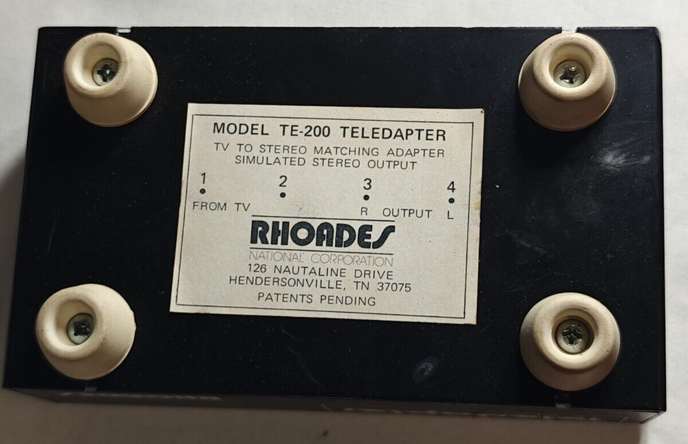 Rhoades Teledapter Model TE-200- Television To Stereo Matching Adapter