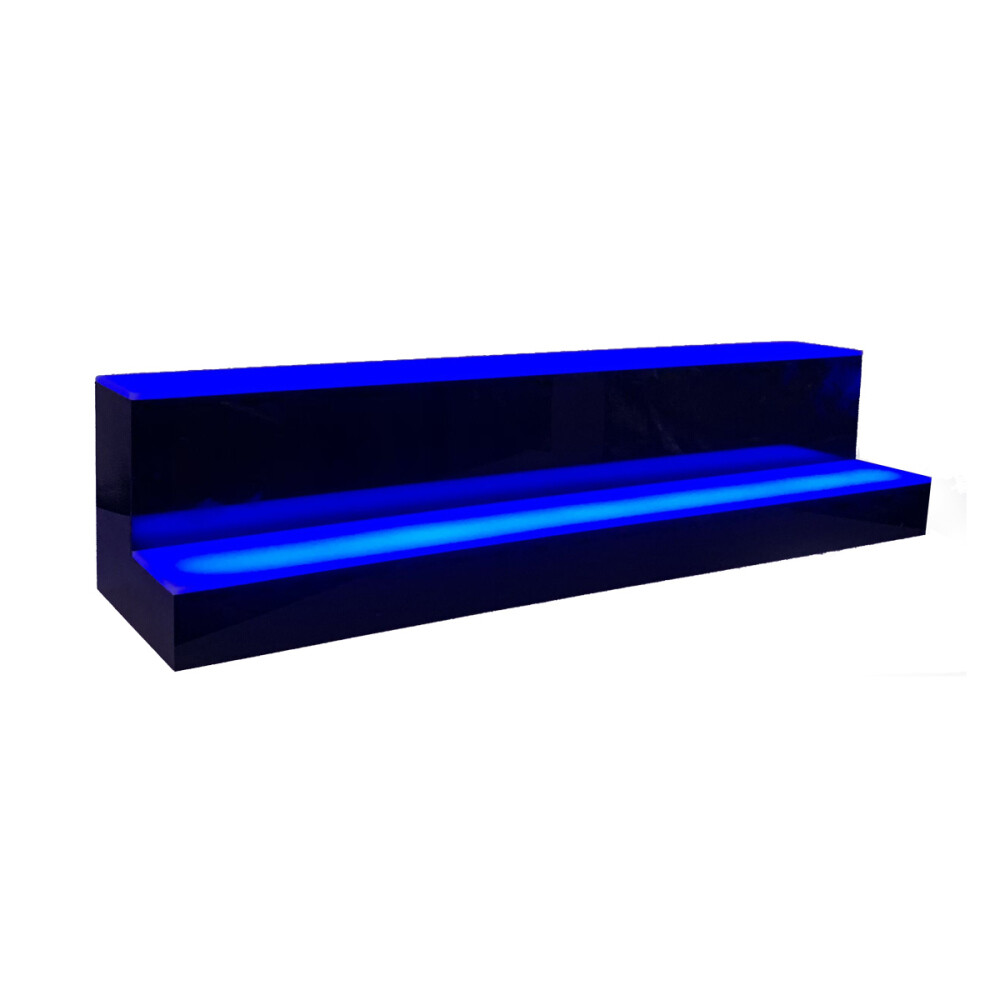 31" LED Lighted Liquor Bottle Display Shelf 2-step Back Bar Bottle Display Stand