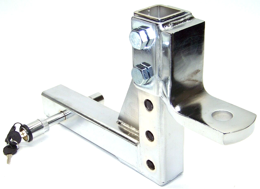 10" Adjustable Drop Hitch Ball Mount for 2" Receiver H-D with Pin Lock Chrome