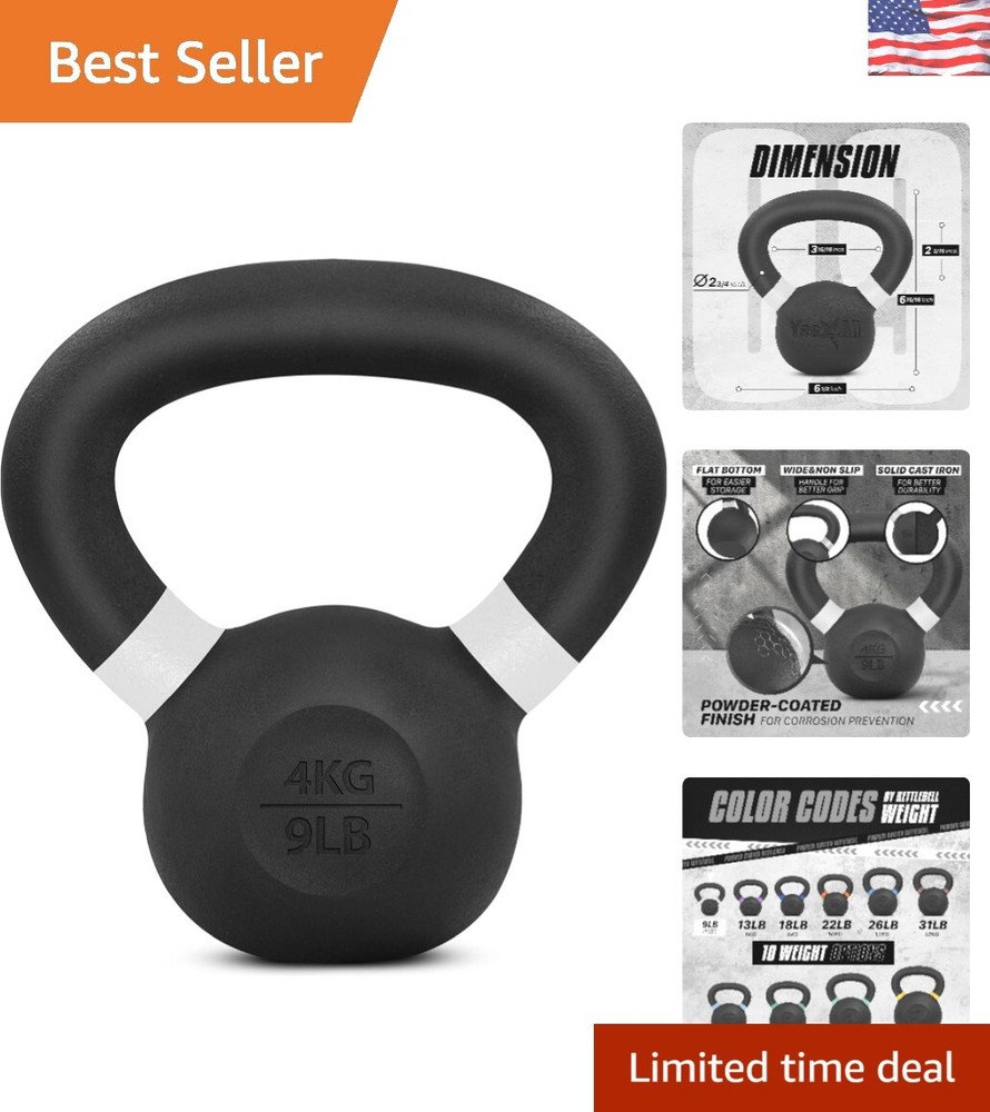 Versatile 4kg Powder Coated Cast Iron Kettlebell - Strength Training Essential