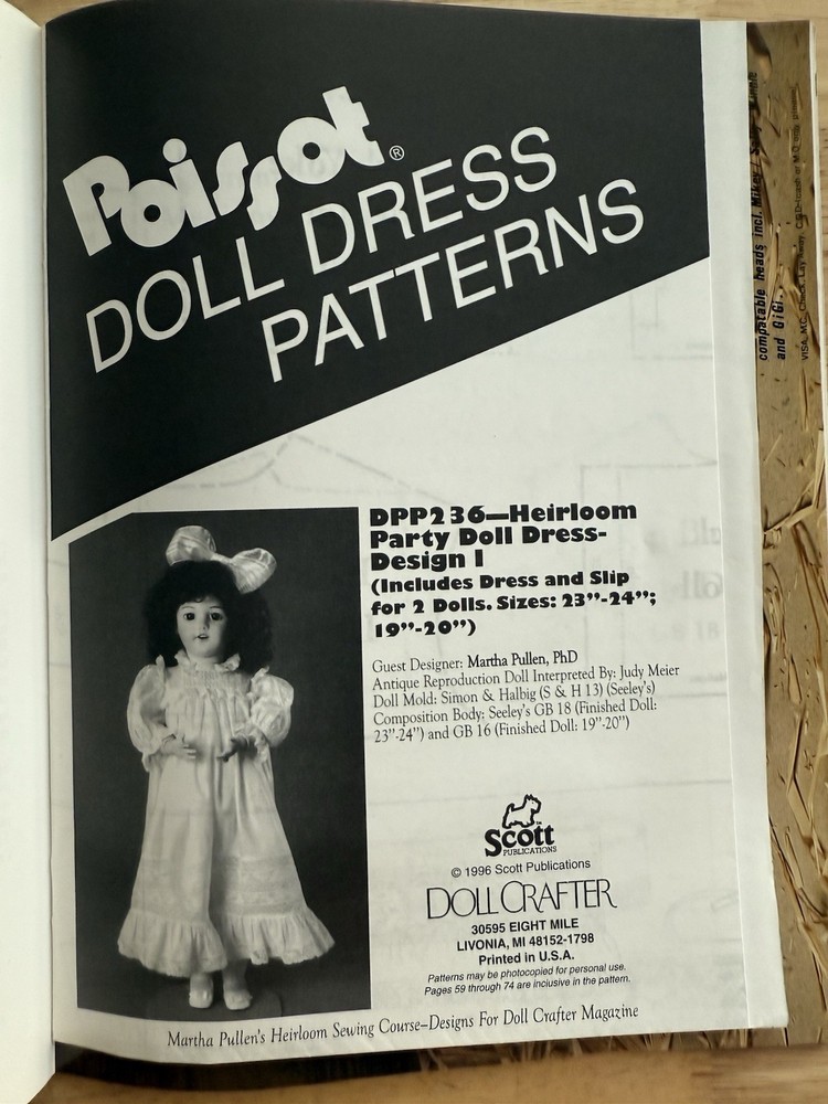 Doll Crafter Magazine January 1996 Pull Out Pattern DPP236 Beautiful Dolls