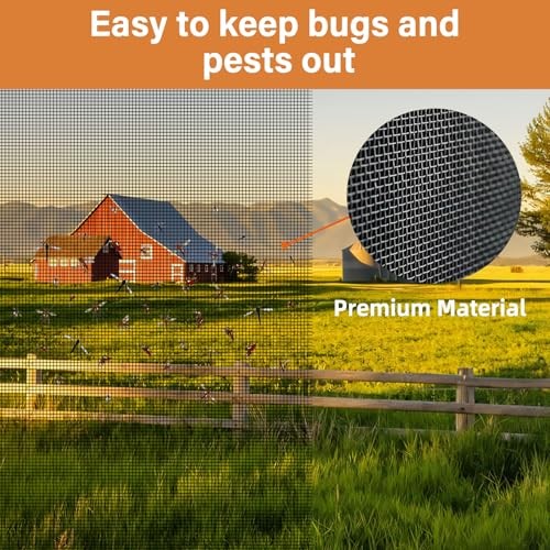 Window Screen Replacement Kit Width:48in Length:158 48*158in Black