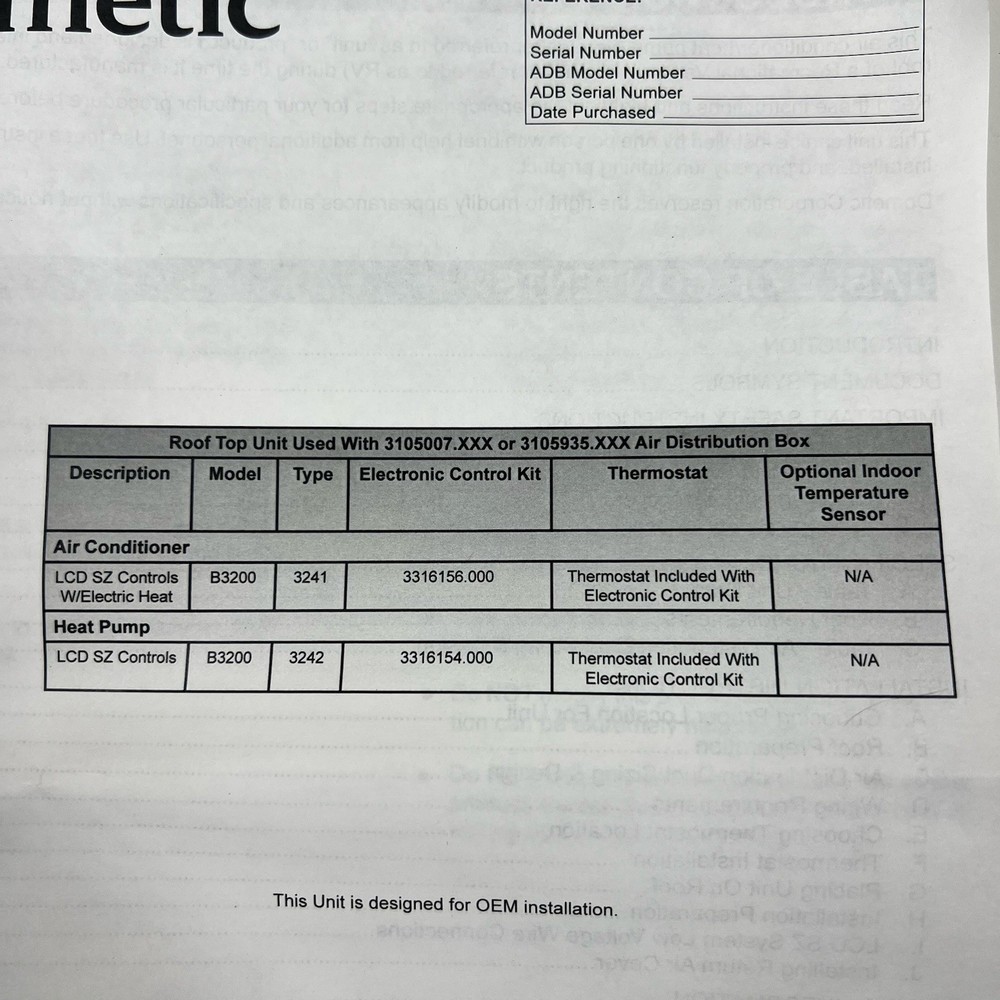 NEW Dometic RV White Heat Pump Thermostat & Control Board Module Kit Genuine OEM