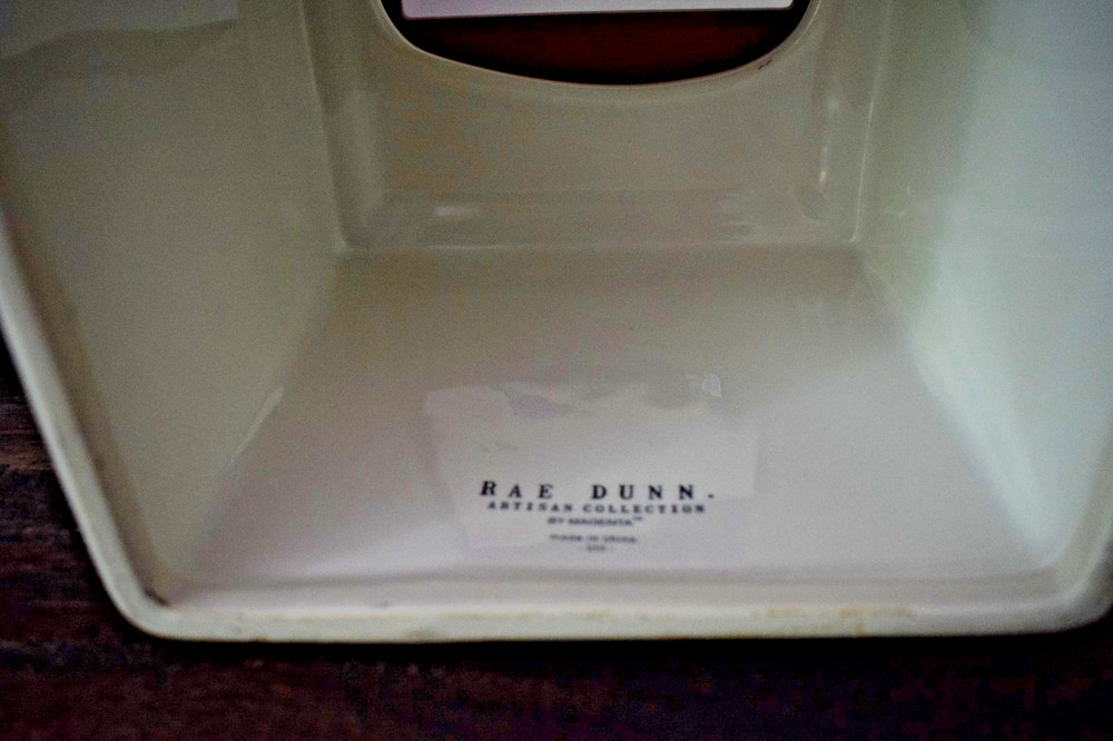 RAE DUNN ~ Tissues ~ Square Block Tissue Box Cover Holder Kleenex ~ Ceramic ~EUC