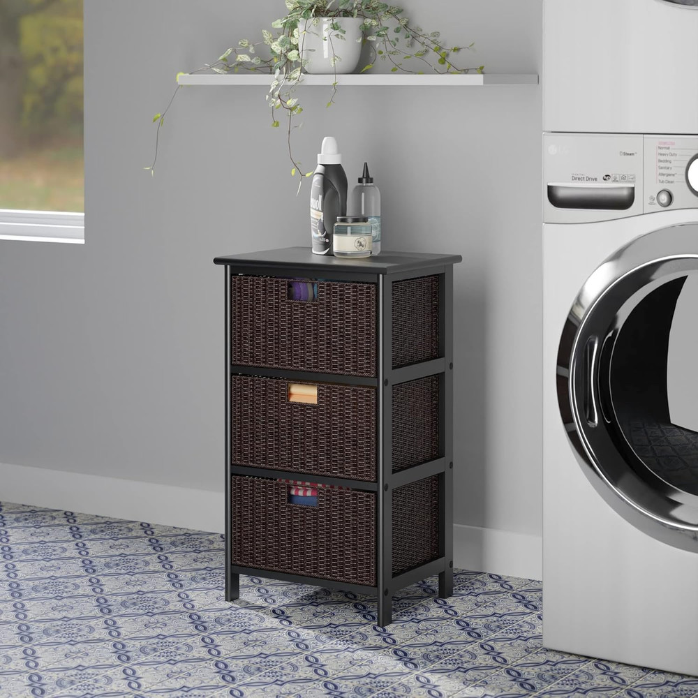 Omaha Storage Rack, 3 Storage Baskets, Black