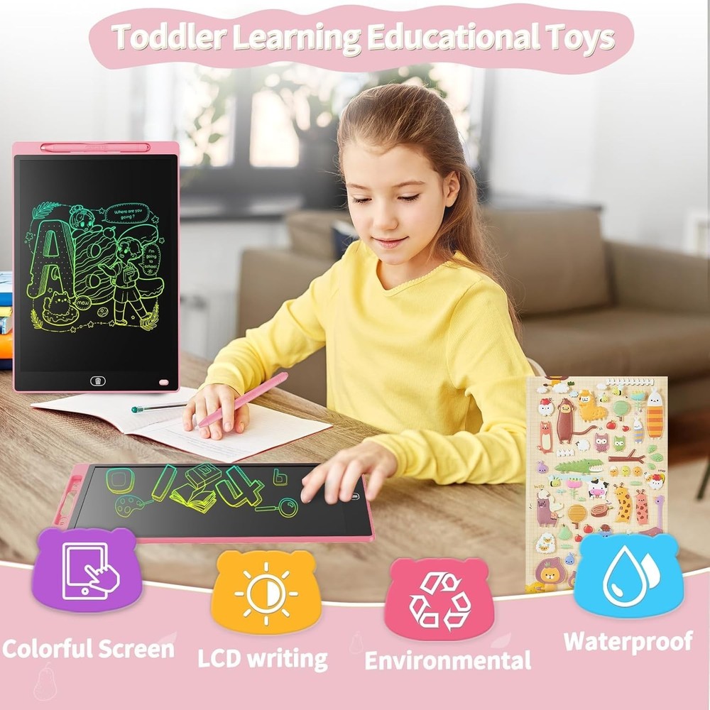 4 Pack] LCD Writing Tablet 8.5-Inch Colorful Doodle Board, Toddler Learning E...