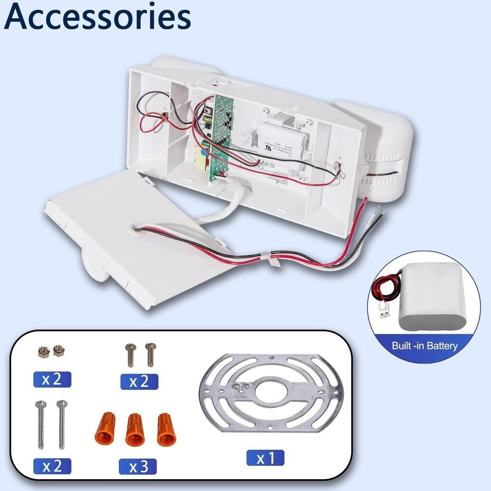 LED Emergency Exit Light Battery Backup & Adjustable Two Heads, UL 924-Listed