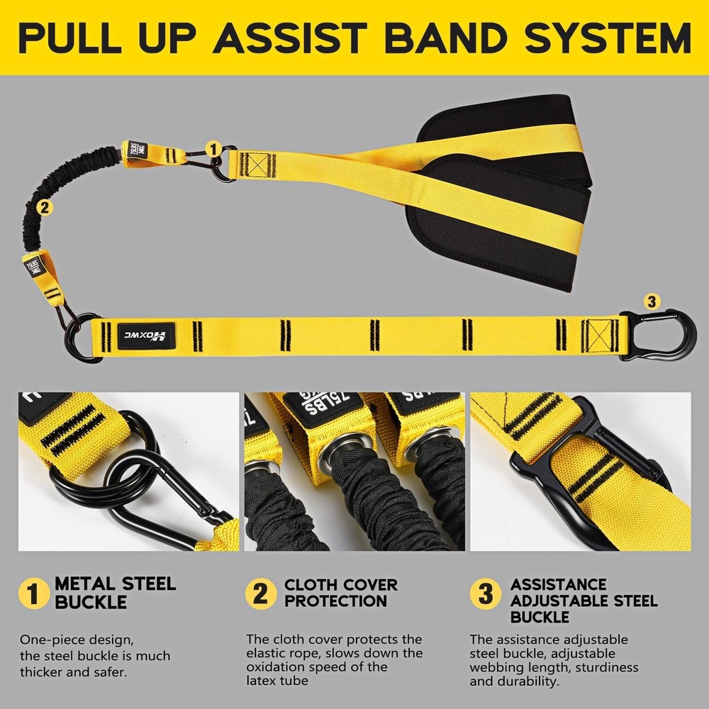 Adjustable Heavy Duty Resistance Bands - 3 Bands for Pull up Assistance