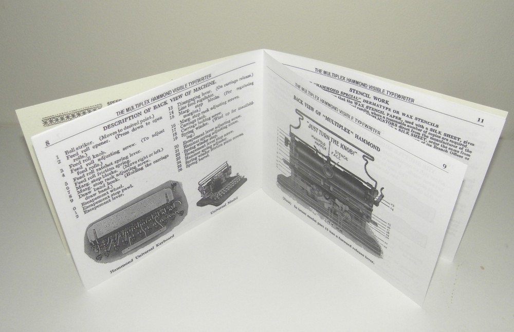 Hammond Multiplex Typewriter Ideal & Universal Instruction Manual Reproduction