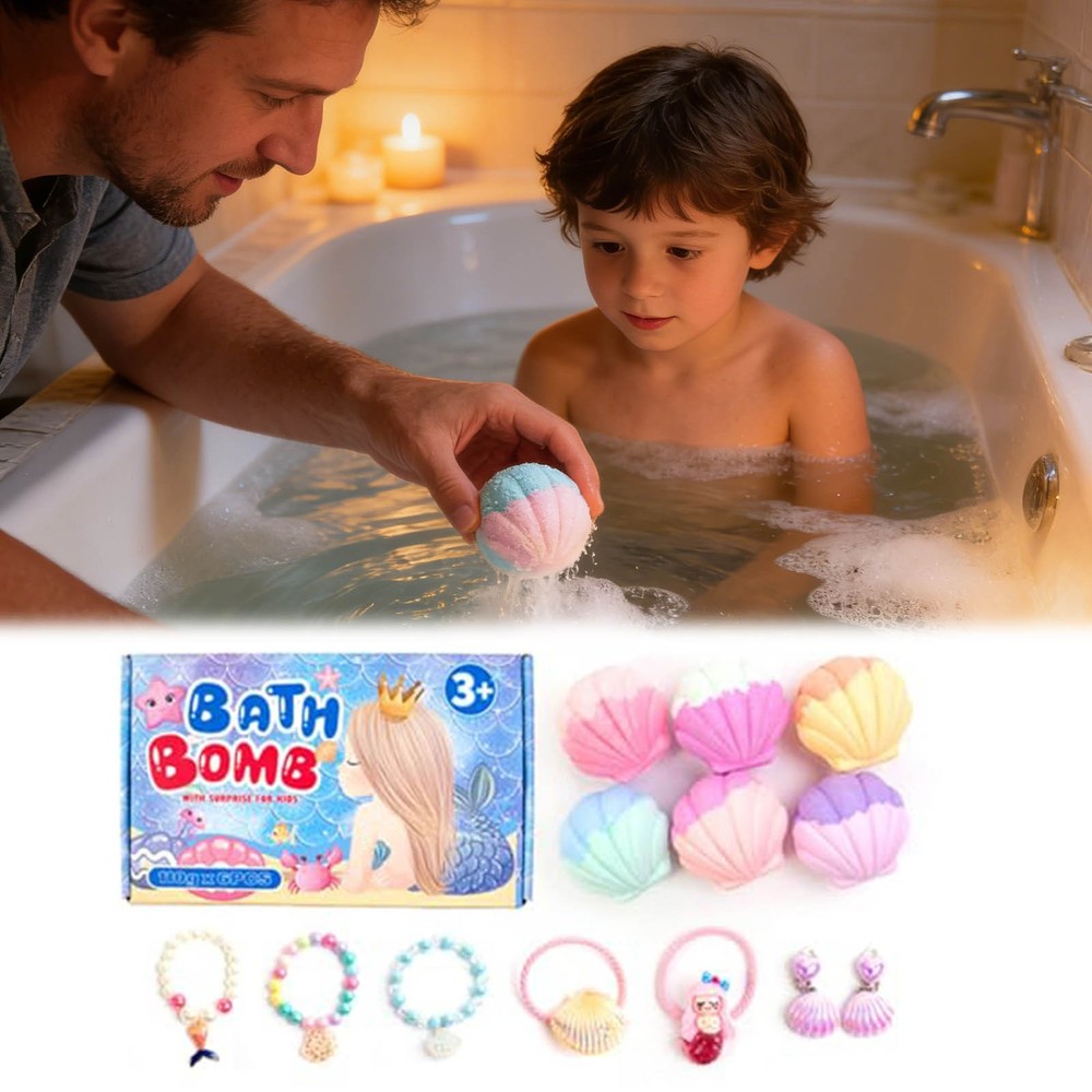 6PCS Bath Bombs for Kids with Surprise Inside