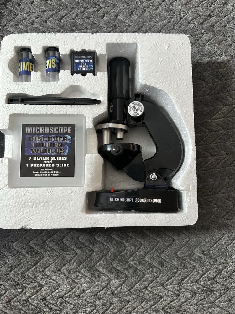 Stem Microscope 3 Magnifications w/ Light Source 100x 200x 450x - Open Box