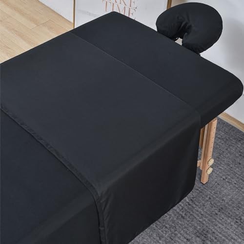 Massage Sheet Set 3 Piece Microfiber Set Fitted Flat Face Rest Cover Black