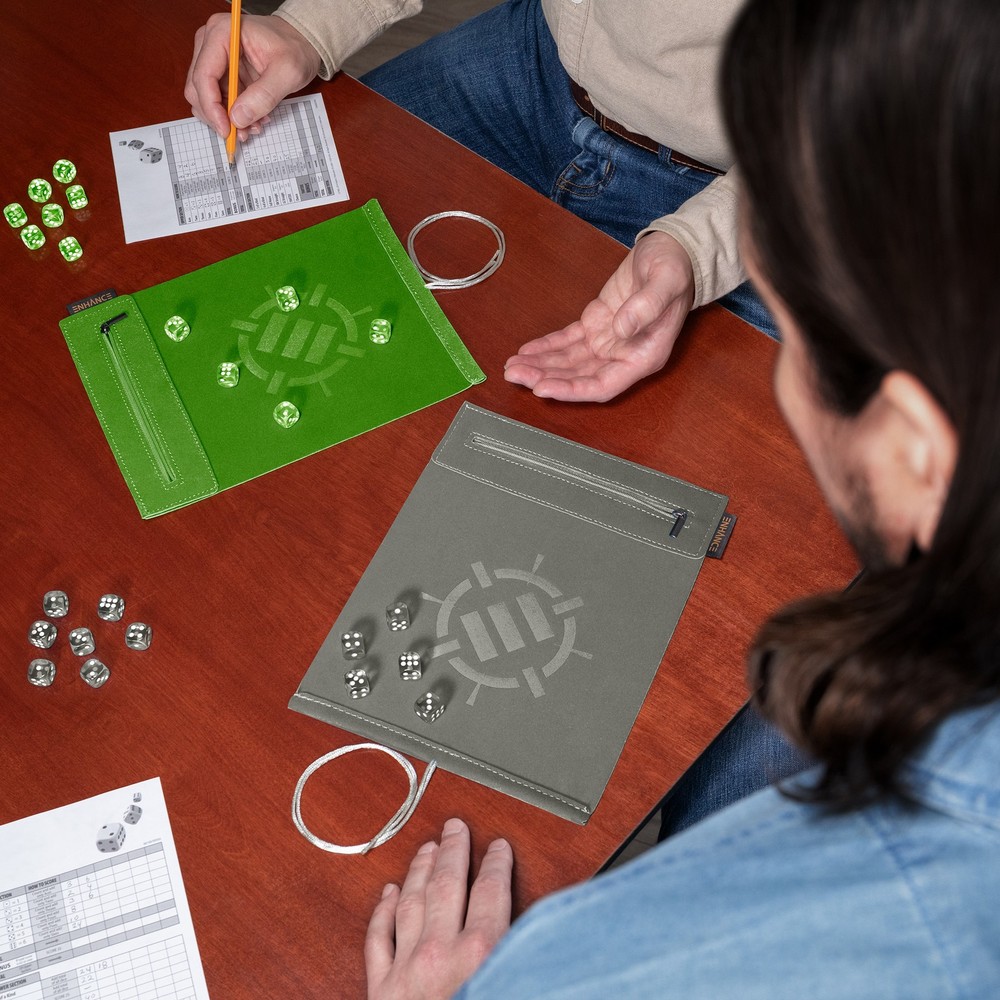 ENHANCE Roll on a Scroll™ Dice Rolling Mat & 12pc 6 Sided Dice Set