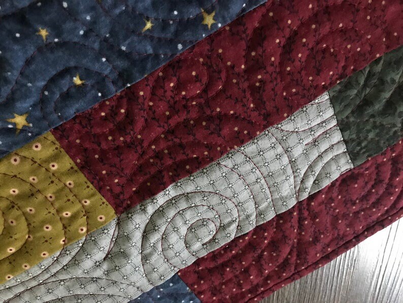 Country Strips Quilted Table Runner 16 by 40”
