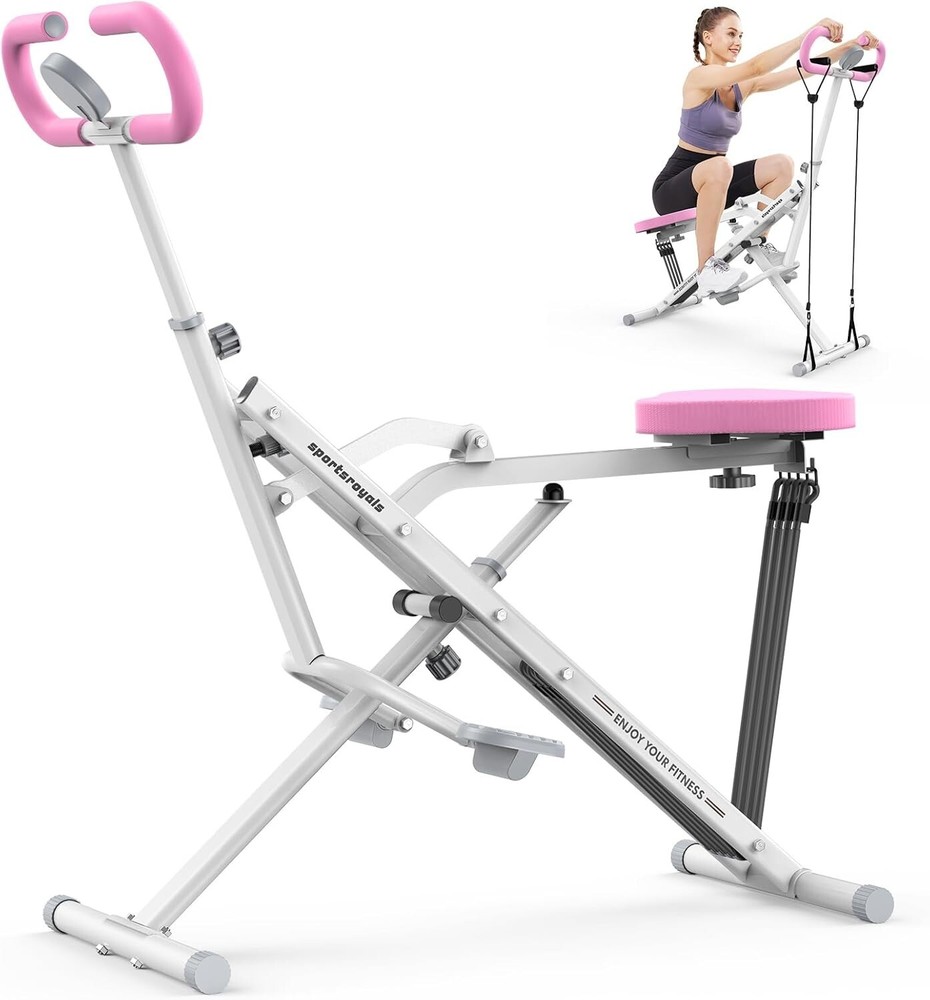 Space-Saving Home Squat Machine with 4 Resistance Bands - Easy & Effective