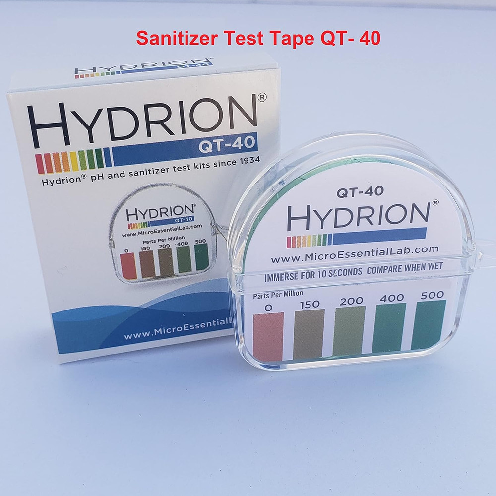 Hydrion QT-40 Quaternary SANITIZER Solution Test Tape for Testing 0-500 Ppm Rang