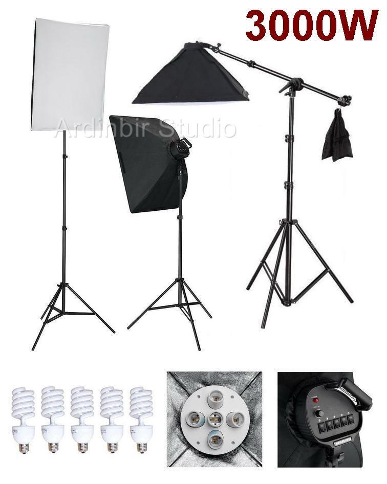 3000W Photo Video Studio Softbox Lighting Light Kit