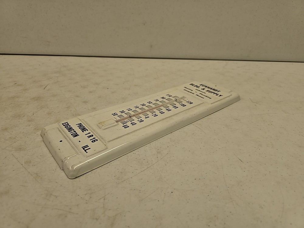 Vintage 14" Eckhardt Building & Supply Edgington IL Advertising Thermometer