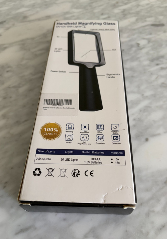 Handheld Magnifying Glass 5x/15x with LED Lights