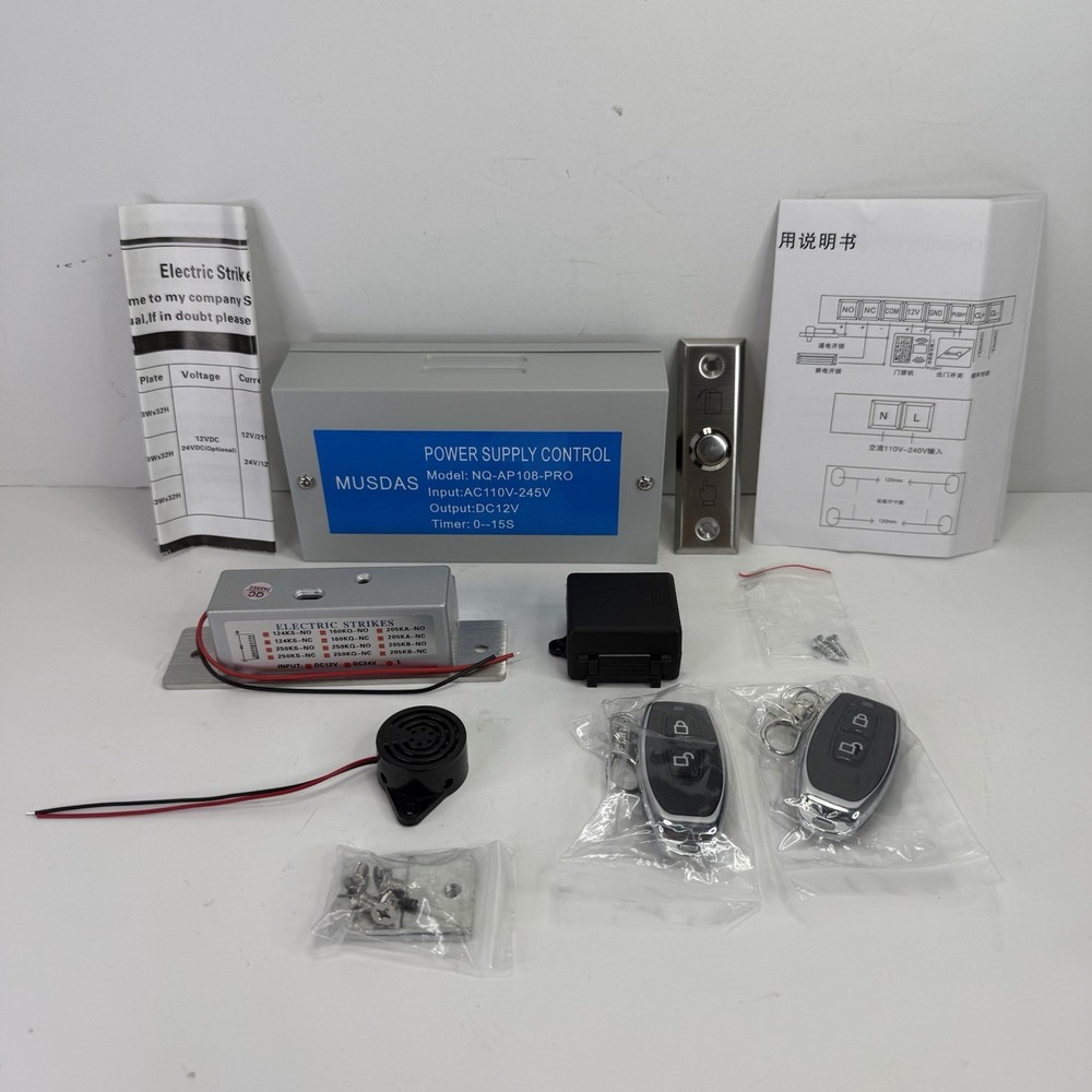 Access Control Electric Strike Door Lock Fail-Secure Kit System with 2 Remotes