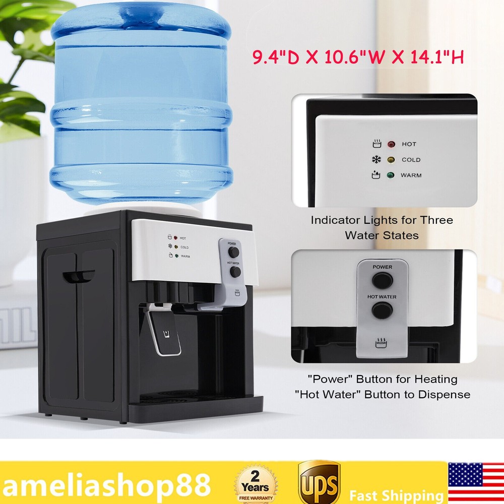 5 Gallon Top Loading Water Cooler Dispenser Countertop Hot+Cold Drinking Machine