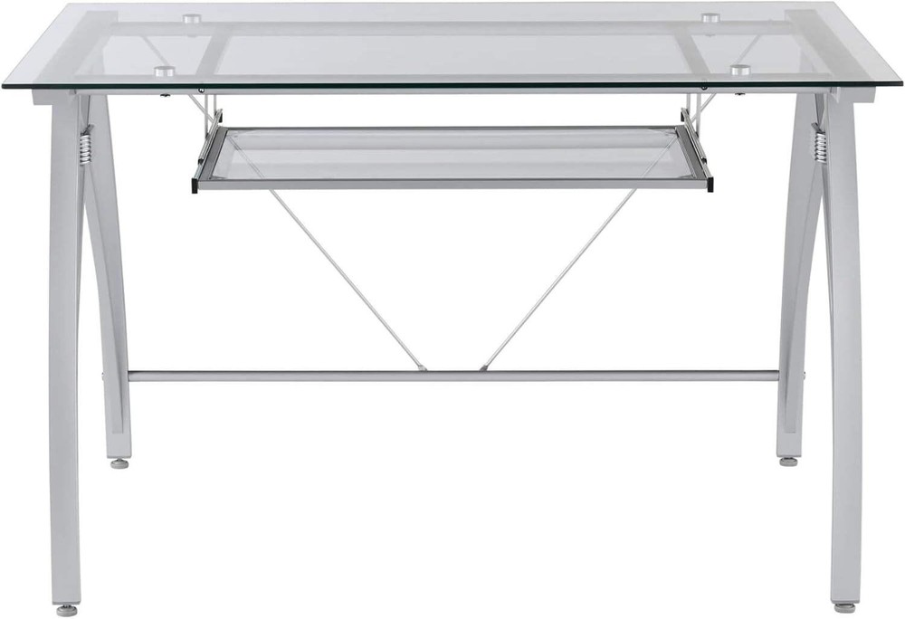 Modern 48 Inch Glass Computer Desk With Metal Frame