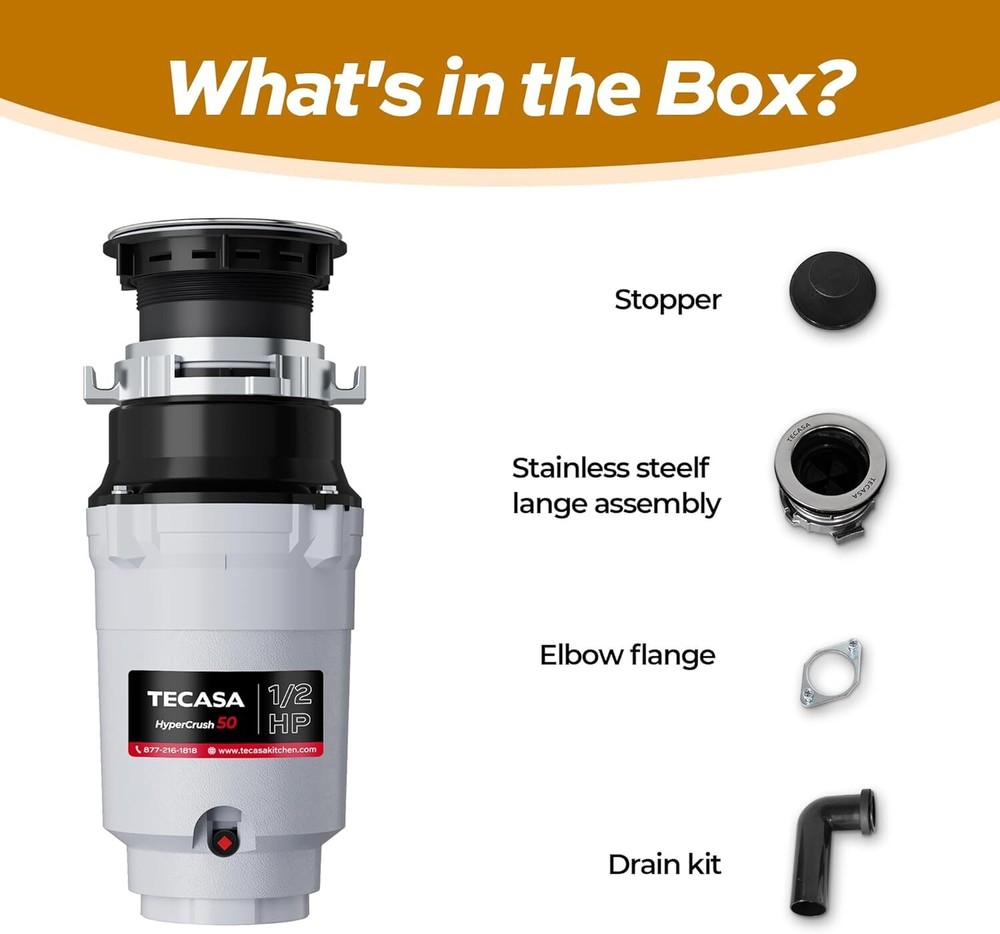 1/2 HP Garbage Disposal Food Waste Disposer Continuous Feed Stainless Steel NEW