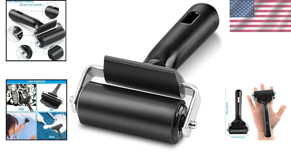 Professional 2.5-Inch Rubber Roller - Essential Tool for Printmaking & Taping