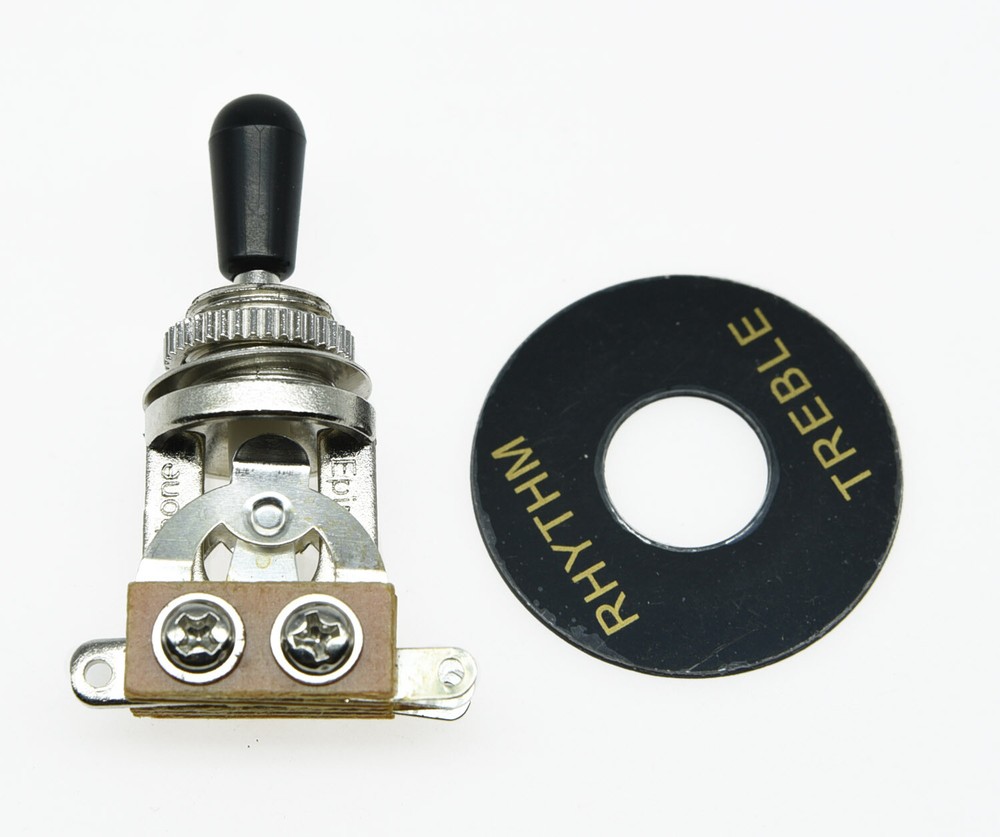 Guitar 3 Way Toggle Switch Chrome with Black Tip and Plate fits Epiphone LP SG