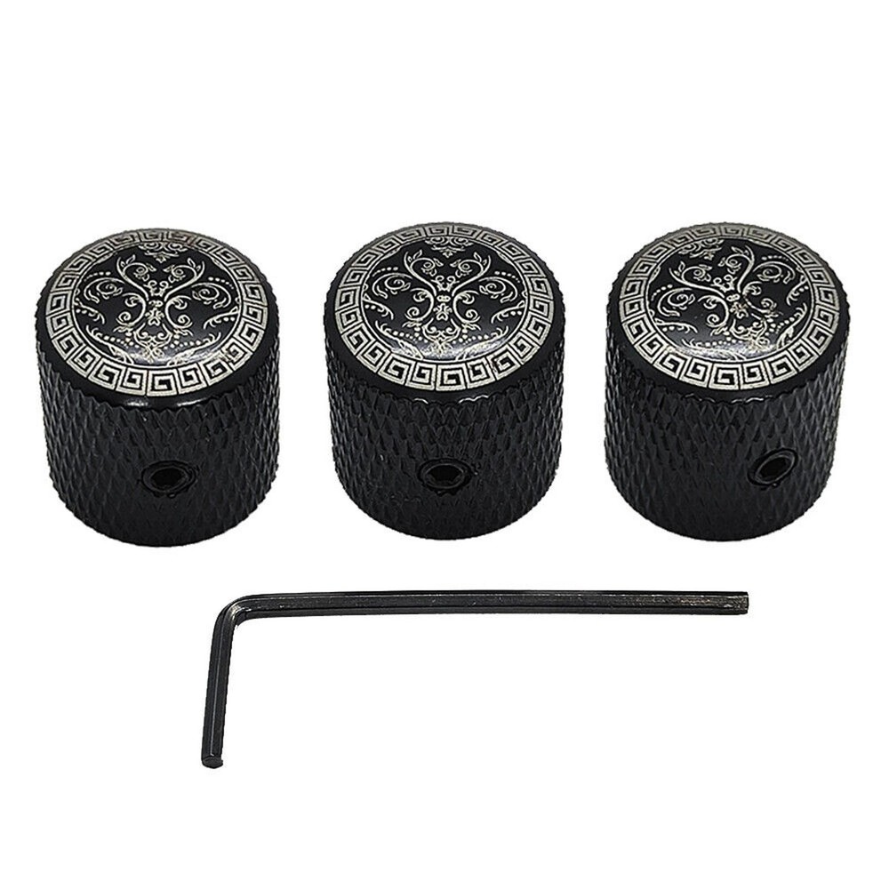 3Pack Knurled Volume Tone Control Knob Switch Replacement Cap Electric Guitar