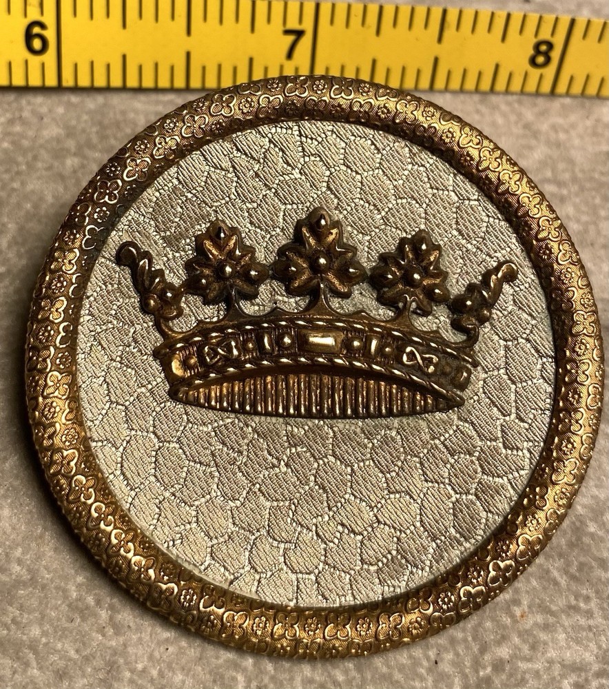 Antique Large Crown Metal Button