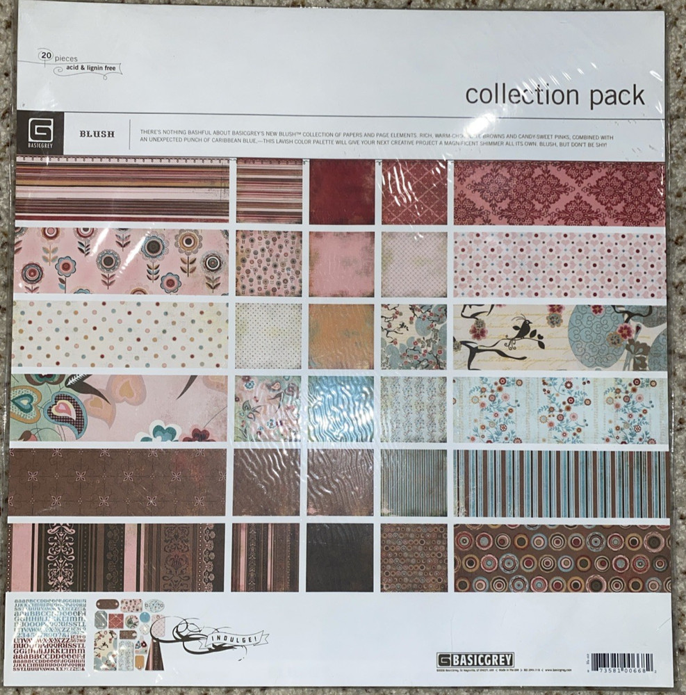 Basic Grey Blush Collection Pack 20 Piece Includes Stickers And Tags ! New