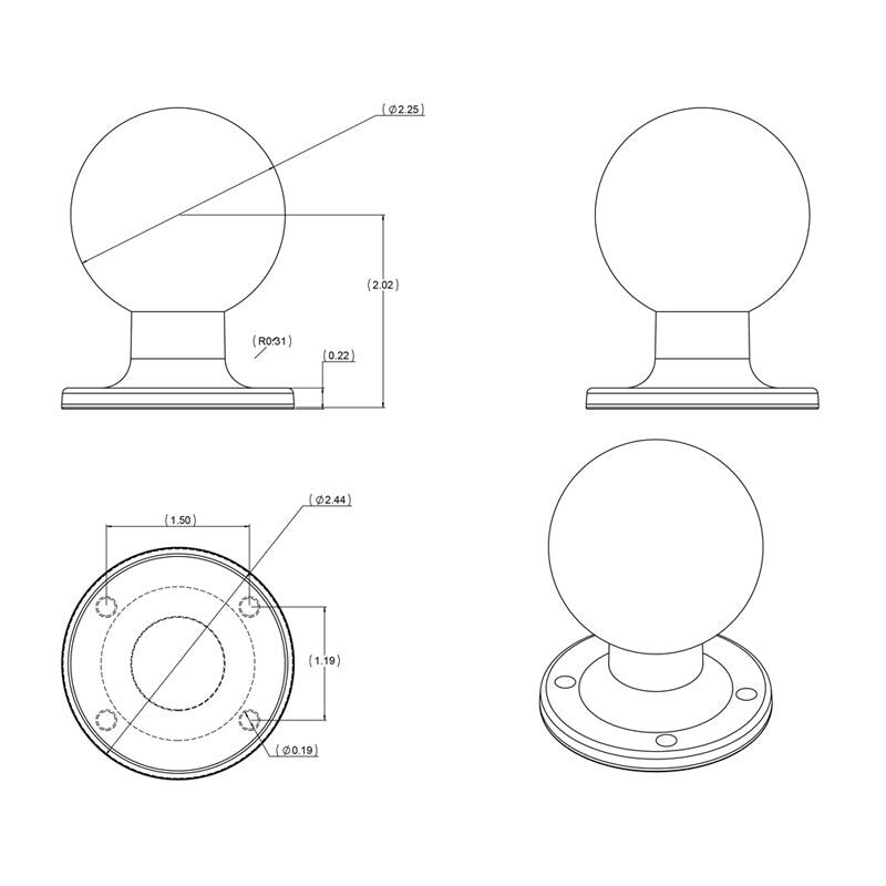 RAM-D-254U RAM Round AMPS Plate with Ball...