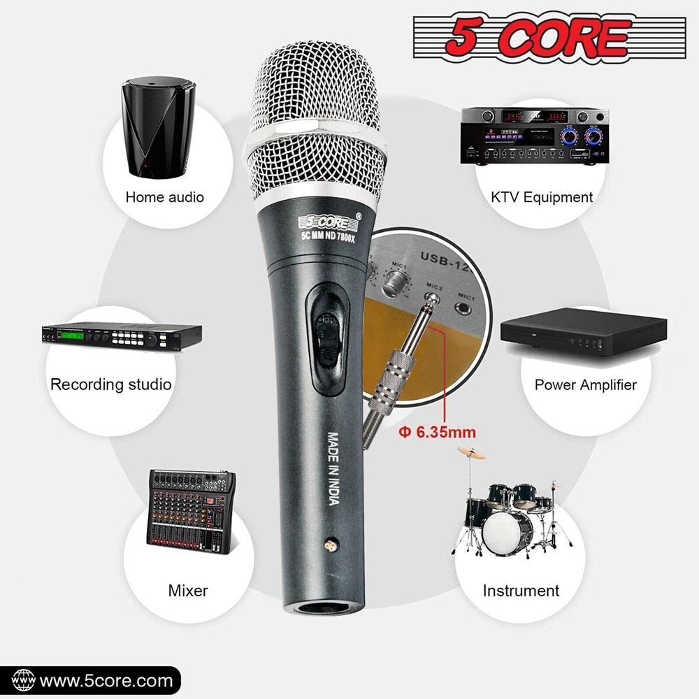 5Core XLR Microphone Dynamic Mic Karaoke Singing Studio Microfono Handheld Mics