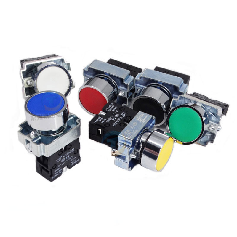 22mm 660V 10A Momentary Push Button Switch Panel Mounting NO NC 6 Colors Flat