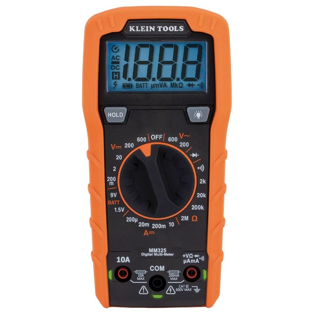Digital Manual-Ranging 600V AC/DC Voltage Tester, Tests Batteries, Current