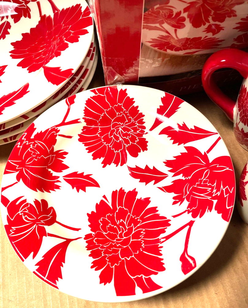 Set of 16 Pieces Oneida Retired Pattern Peony Earthenware Dinnerware Dish Set