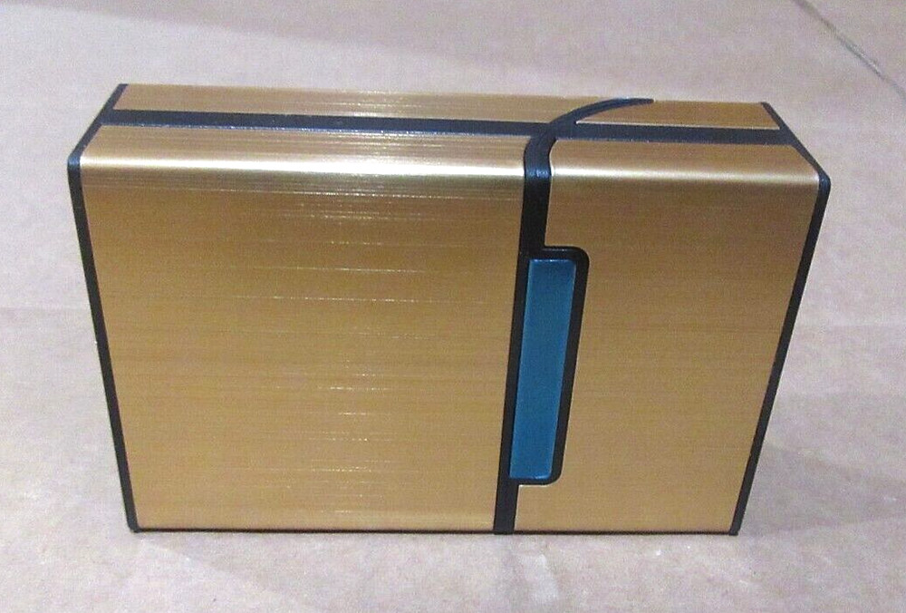 Cigarette Box, Gold Aluminum Plastic Acrylic , 20 Cigarette Size Case