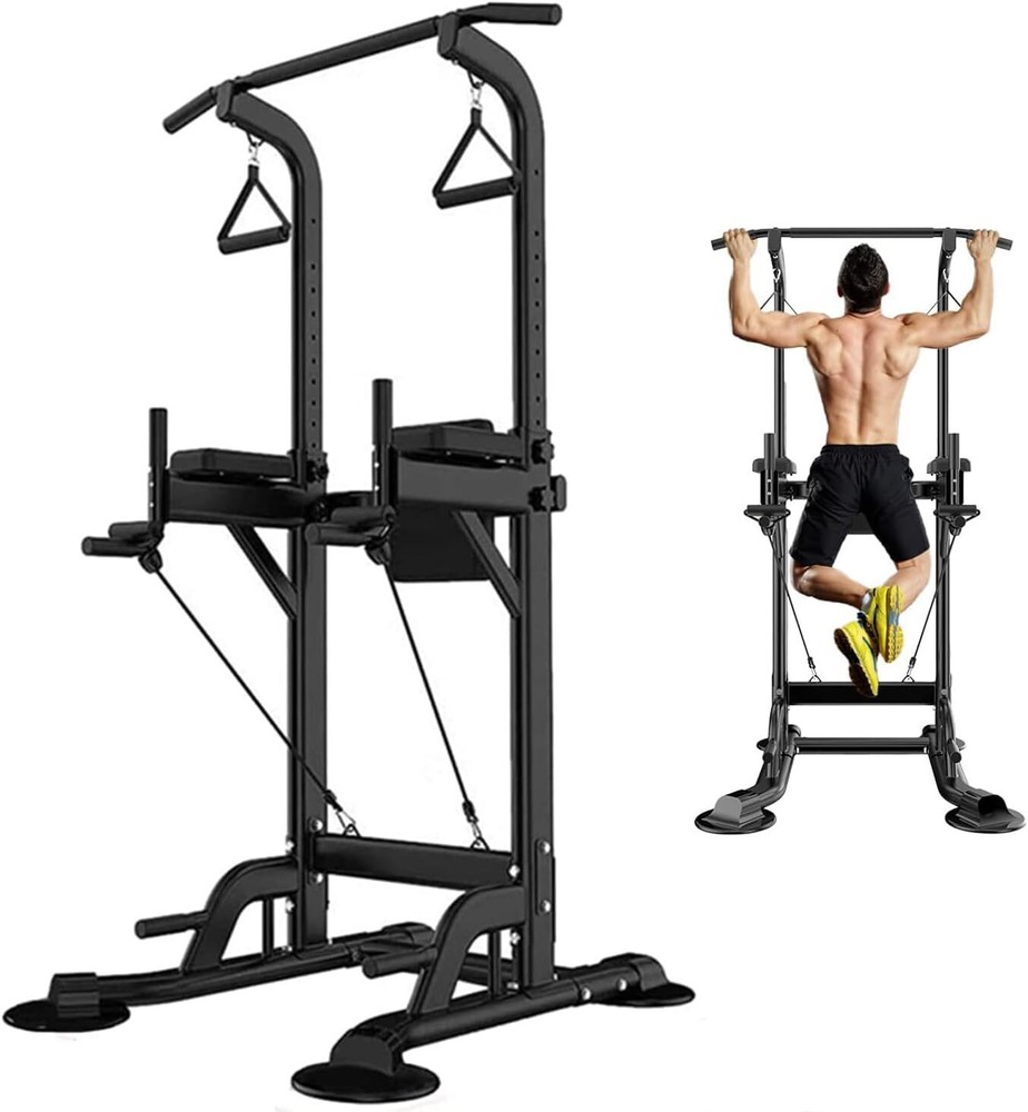 Pull Up Dip Station,Power Tower with Backrest,Adjustable Height Bar Stand