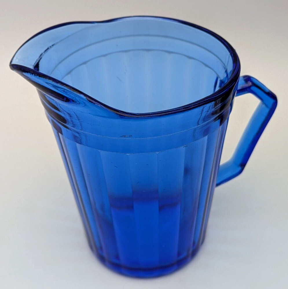 Cobalt Blue Glass Pitcher Pressed Glass