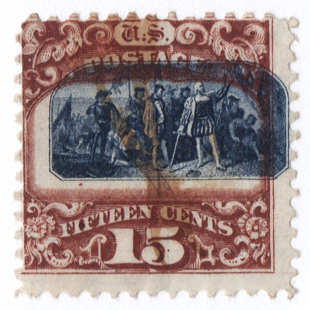 US Sc# 119 USED {"SCARCE DRAMATIC VIGNETTE SHIFT "ERROR} 15c COLUMBIAN FROM 1869