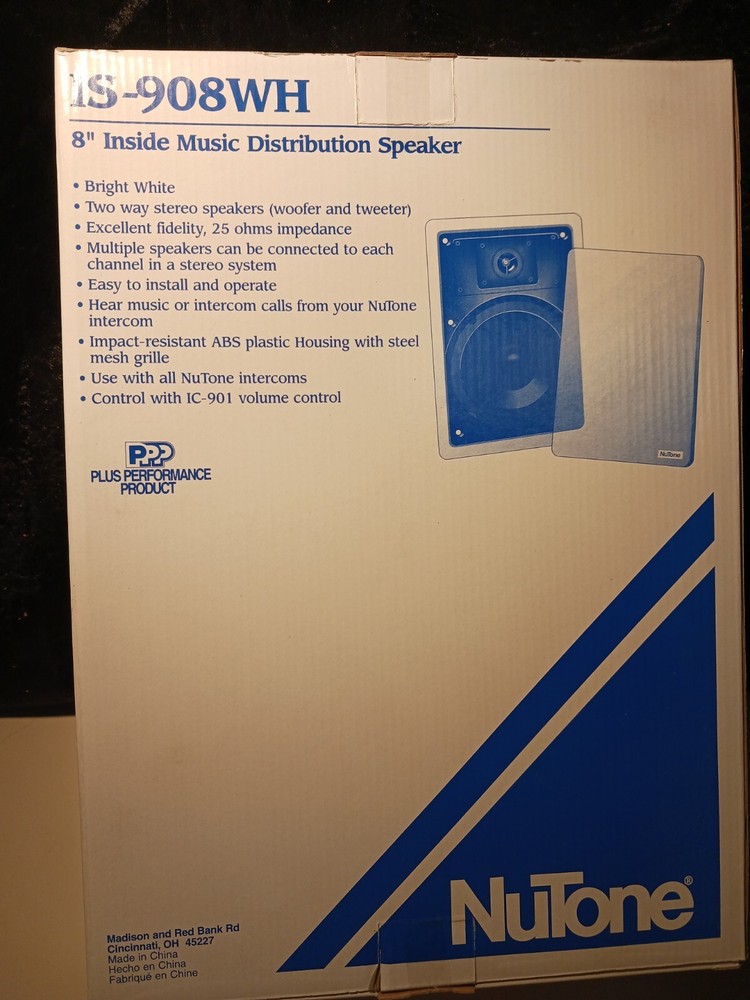 NuTone IS-908WH 8" Inside Music Distribution Speaker For Intercom NEW OPEN BOX